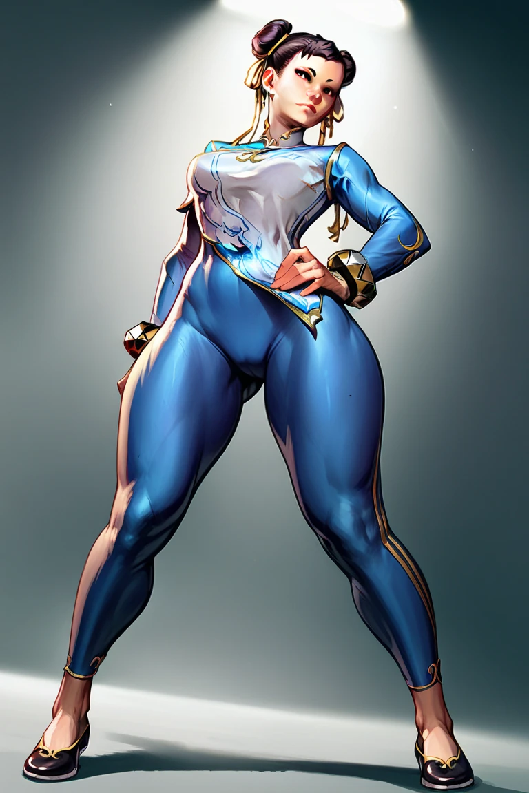 Very detailed、highest quality、Best image quality、masterpiece、8k、Anime Face、(A kind smile:1.3)、(Open your mouth:1.3)、Sparkling blue eyes、(Blonde semi-long hair:1.5)、(Muscles of the whole body:1.3)、(High leg:2.0)、Thigh belt、(Calvin Klein High leg:1.7)、(Upper body close-up:1.5)、(SFW Giant)、(Thick body:1.3)