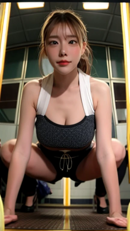 highest quality、masterpiece、Japanese beautiful girl、15-year-old junior high school student,One boy,?????, Lift your legs, Are standing, huge penis,Vaginal foreign body insertion,,Inside the train, Ahegao, Sticking out tongue, Very beautiful breasts、Beautiful cherry-colored ??????、????? nipples、Small butt、Shaved、Completely ?????、Full nudity、smile、A large amount of semen drips from the pubic area、A lot of semen overflows from the pussy、????? all over the body、Drooling from the mouth