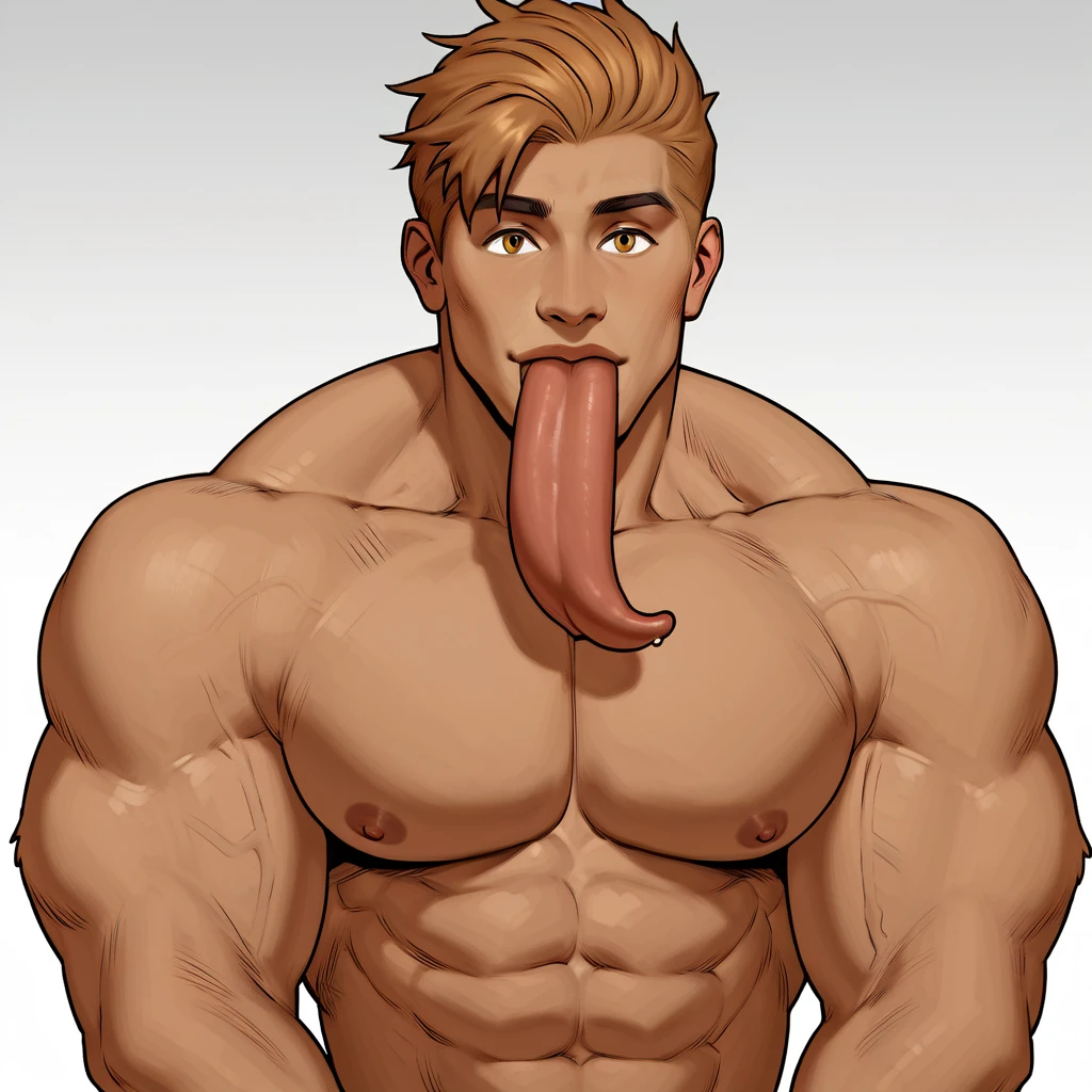 Young man,Huge testicles like giant balls,gaping urethra,gaping penis,naked,Enlarged nipples