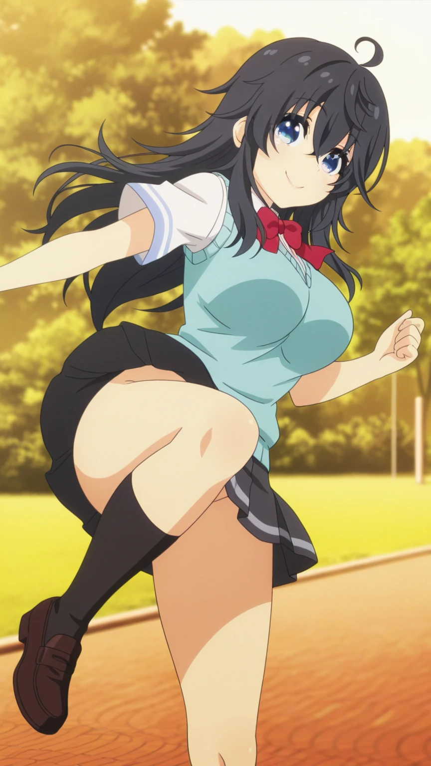 (perfect body),highest quality,16k、Masseter muscle part、((NSFW))、(((blush)))、((((embarrassing))))、Are crying、Tree Fe○lumes、parted bangs、(blue eyes),((dark blue hair)),(Sweat)、(big ass)、normal breasts、((thick thighs))、Grey Sports Bra、(Gray sports panties)、(training room)、both armpits、hands on head
