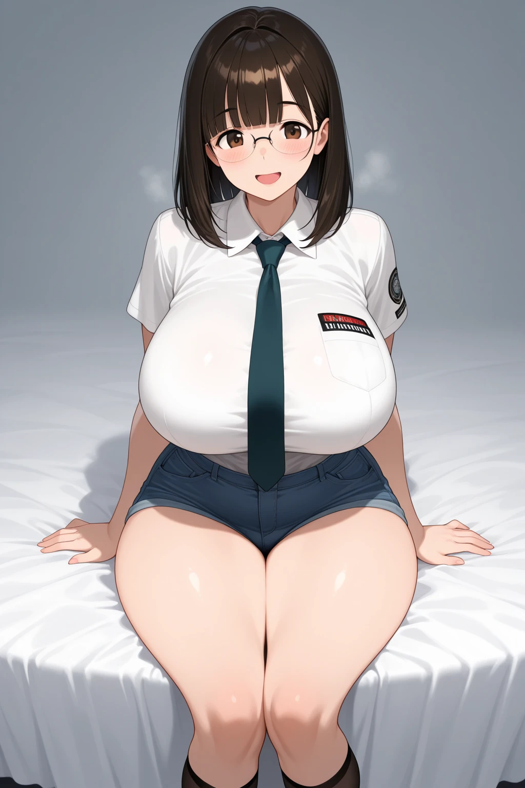 One Girl,Precise five fingers、{Knee-high socks}、(((Wide Hips)))、 (((plump and thick thighs)))、((Big Ass))、(Big Breasts) Embarrassed look,Short Stack、whole body、Sexy pose。Mini skirt cheongsam