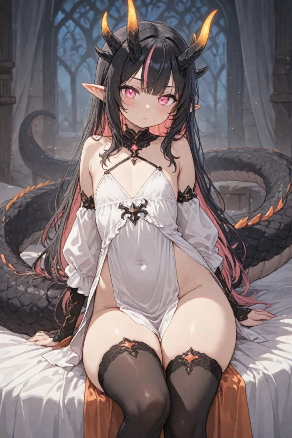 (Best quality), (Masterpiece), (Ultra-detailed:1.3), (A high resolution), Amazing, Intricate, illustration, (Art germ:1.2), (Extremely detailed wallpaper 4k CG unity), offcial art, Original, Intense angle, Sunlight, (High contrast:1.2), (Colorful), Cinematic lighting, (an extremely detailed and beautiful:1.33), ((Young petite female model)), (Cute:1.33), Sitting, ([Diamond:1.3|Eyes]:1.2), Big round eyes, V-shaped_Eyebrows, Long white eyelashes, (Seductive laughter), ([opals:1.9|Gradient_Hair:1.3]:1.2), (Hair dripping:1.25), (detailed super oily shiny skin:1.2), (dent in the skin:1.2), ([Wet:0.8|slimey]), Armpits, (Detailed hands and fingers:0.9), Simple clothes, Backless, (Pleats:1.2), Cross_necklace, (White lavender [school open back plunging shirt:0.3]:1.3), (Medium breasts:1.15), (innerboob cutout:1.2), (Inguinal incision), No panties, (Sketch:0.8),2D anime girl sitting on a giant toadstool stool, Surrounded by giant mushrooms and colorful butterflies,No shoes,(Wet) clothes,(Wet) upper legs (Blush),Her hair was tied into braids, The color of the marshmallow, Adorned with an oversized bow.The atmosphere is whimsical，Playful, are obvious，She is in her element，Enjoy time in the Garden of Dreams.,the phantom \(arknight\), Red_eyes 1 girl, bangs, Bare_bshoulders, Breasts, Cloud, Detached_Sleeves, Hair_between_Eyes, Long_Hair, Looking_at_peeping at the viewer, mediating_Breasts, Red_Eyes, Silver_Hair, Solo, Very_Long_Hair, White_Headwear(NSFW:1.0)(Wet_clothes:1.3)(Very_Large_Breasts:1.4)(Female body fluids ,steams,(Blush,sound_influencer,Twitching,Trembling,Trembling,bouncing breasts,hair messy,Steaming_Body:1.1) (on the face:1.2)(NSFW:1.5)(pin-up_Restraints:1.2) plug, Medium breasts,(view the viewer:1.2)(spoken heart,spoken blush:1.2), juice:1.3),(Female body fluids ,steams,(Blush,sound_influencer,Twitching,Trembling,Trembling,bouncing breasts,hair messy,Steaming_Body:1.1),(saliva:1.8),After_Sex life,(effect*_Exercise_bblurry:1.2)(cum in in face)(Milking:1.8)(The pres