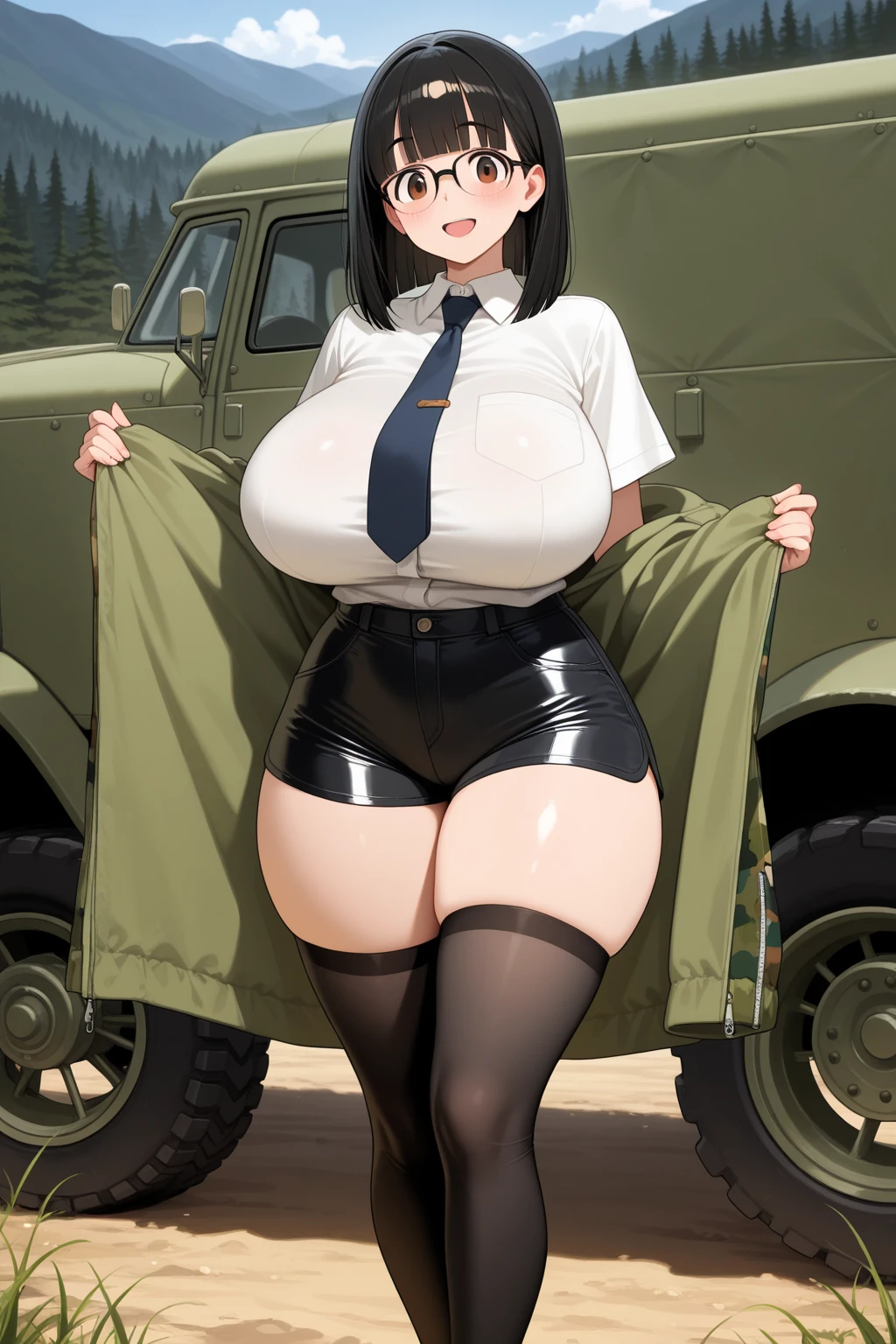 elegant,Full color high quality Super huge boobs A Japanese elite female army soldier with huge breasts is stripped naked and restrained. Big breasts with big nipples Sexy embarrassed expression Big super busty girl Erect nipples ピンク色のErect nipples Pussy exposure Photorealistic highest quality ,city,big breasts pubic hair Construction site Spread-legged pose on the bonnet of a car Scrap Tank headset Inserting dynamite into pussy She's wearing no underwear and her ass is completely exposed, and she's holding a stick of dynamite in her mouth.