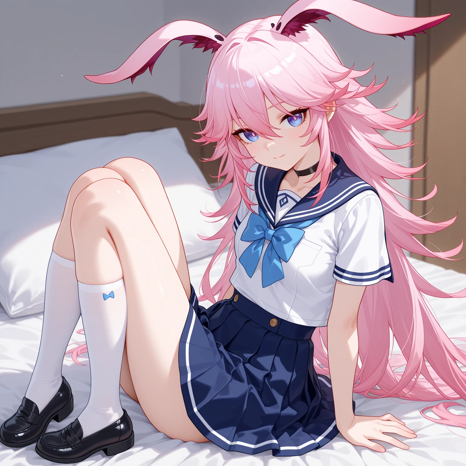 The woman had long white hair down to her waist, wore a cute pink hat, wore pink casual clothes and wore a fairly small skirt with black socks covering her legs up to her thighs. in a position wearing magician clothes. Pregnant and removing white fluid from the uterus.