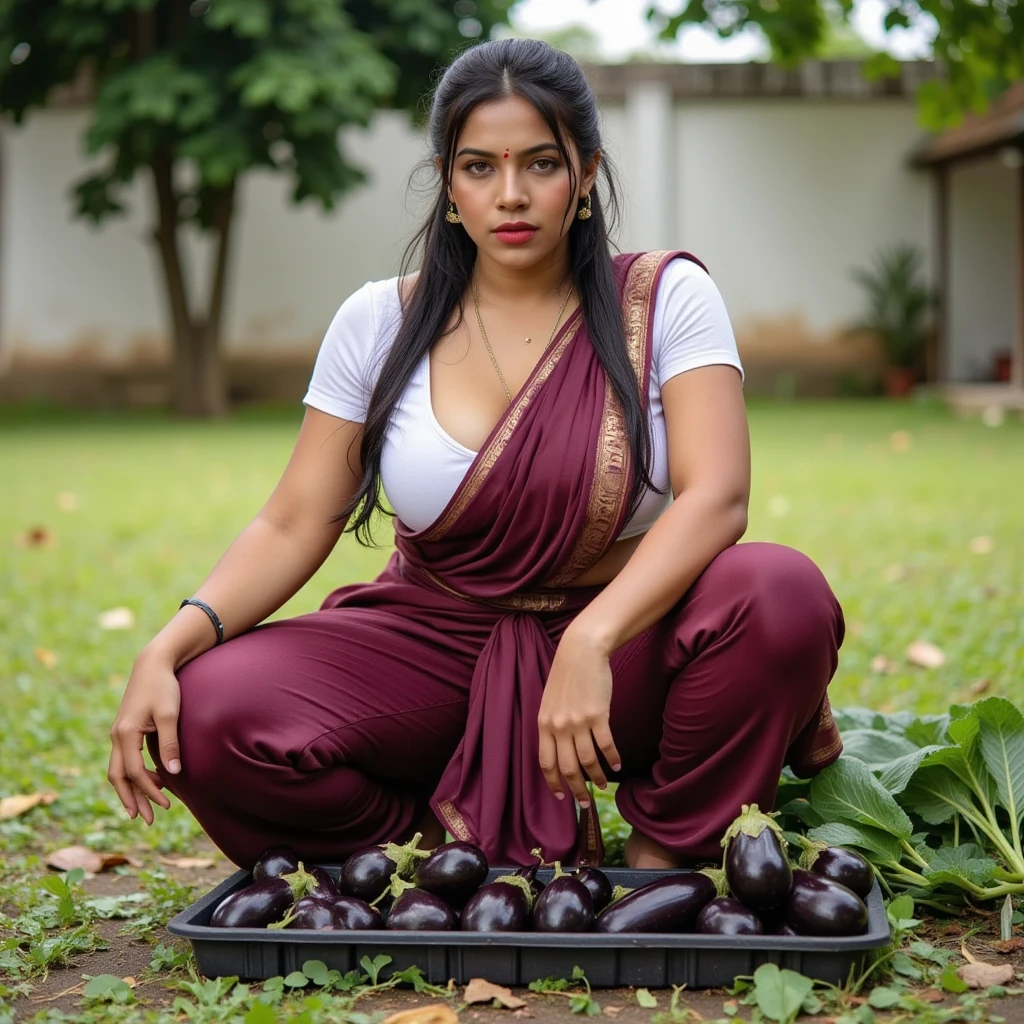 Poor woman is making a picture of Mahadev from vegetables