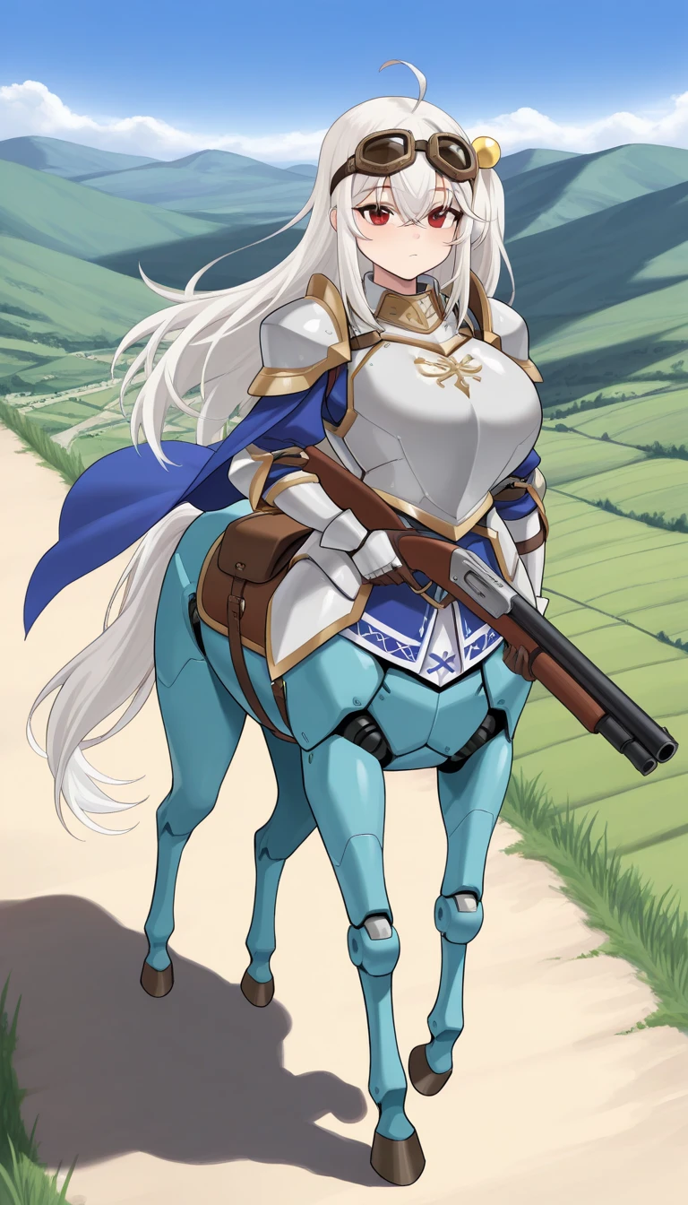 Beautiful arts wallpaper Sunset Outside castle top High level image quality best image quality 8K adult woman silver castle outside more colors whole body view portrait wearing pure white bikini horn ears short hair((shortcut)(gray hair)(perm)(fluffy)) eye color is blue , , attractive evil face , smile , heroic stance , labrynth ,gloves , barefoot , riding crossed legs on horse , riding fast on green Field , grabbing horse hair , side