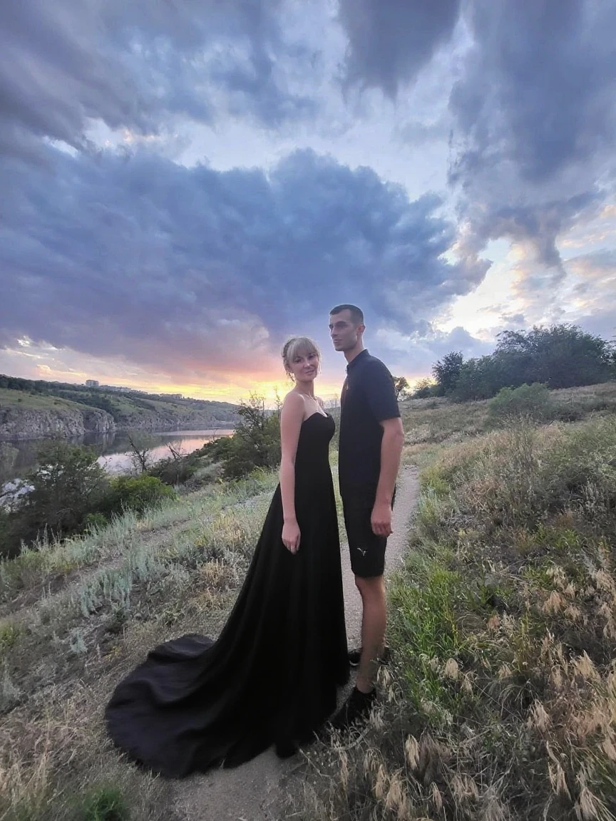 there is a man and woman standing together in a field, by Kristin Nelson, by Maggie Hamilton, by Heather Hudson, by Juliette Wytsman, by Matthew Smith, full body length shot, smooth in _ the background, full - body shot, full-body shot, 😭 🤮 💕 🎀, 🤬 🤮 💕 🎀, by Sydney Carline, by Carey Morris