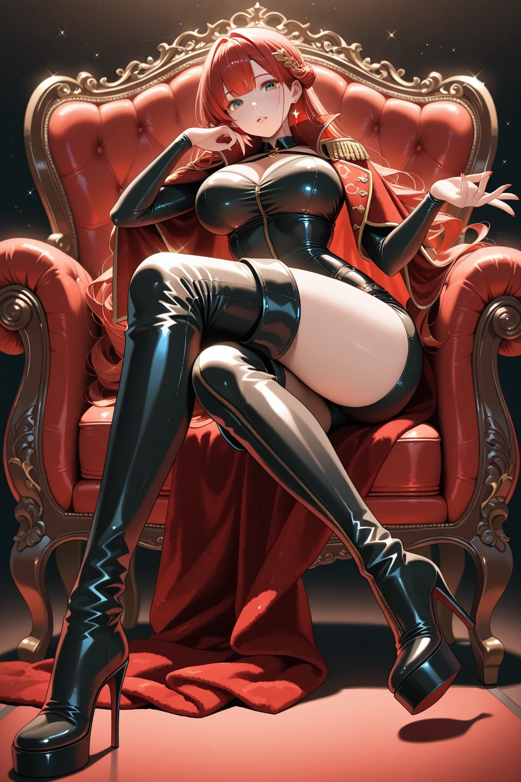 Scarlett Johansson,Red stockings,Red stockings,Red stockings,Raised sexy,Long legs,your jade feet,Bare lace all over,Red knee-length socks,Sit on the throne,Oversized breasts,Realistic red stockings,Domineering expression,Super sexy stockings,Super sexy face