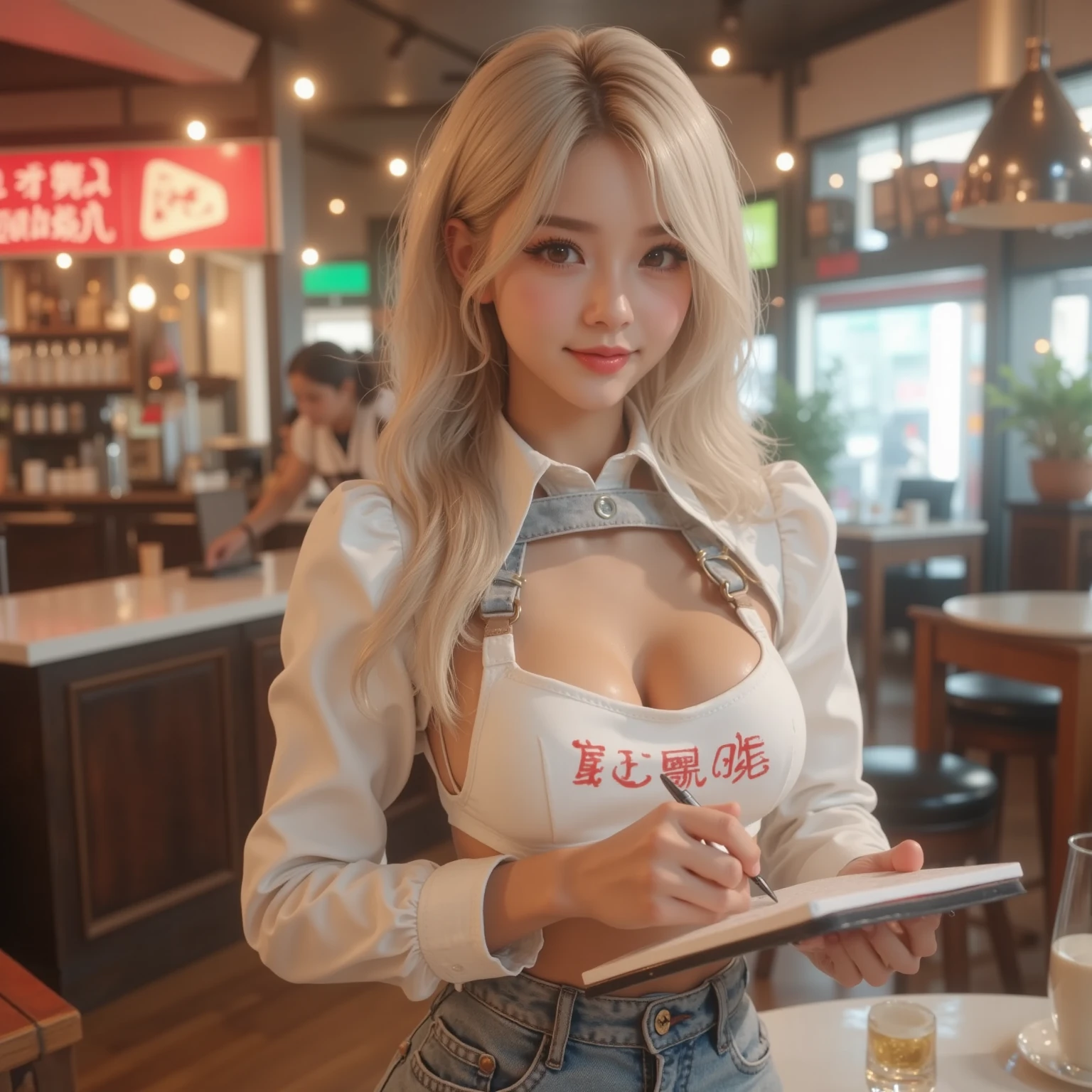 (8k, 超A high resolution, highest quality, table top:1.2),(18-year-old:1.2)、(A big smile)、(avert your eyes)、8k、日本人の女の子の生のPortrait、Photoreal、超A high resolution、highest quality、(nipple protrusion:1.8) (huge breasts、button all the buttons on your shirt:1.3),(school uniform、pure white cutter shirt、pleated mini skirt:1.5)、(from directly below:1.3)、put your hands behind your head、(Inside a convenience store:1.2) break (natural skin texture、fine skin、hyper realism、Super sharpness)、intricate details、Depth of the bounds written、Japanese idol system、Gravure idol pose、gal、big breasts、long blonde twintails、(Large opening in the thigh:1.2)、plump breasts、Big eyes、light makeup、bangs、eyelash、crisp double、cheerful look、pretty 、pure white cutter shirt、(Showing off a flashy ultra-thin T-bag:1.5)、(squat:1.5)、(Please put a white shirt inside the skirt:1.1)、show your armpits、plaid pleated skirt、black loafers、black socks、(Extra-fine T-back with small area and flashy:1.5)、(The areola is concave and the areola is protruding:1.4)、Portrait、perfect angle professional quality high resolution perfect contrast perfect lighting perfect composition perfect wife perfect skin perfect hands perfect fingers perfect breasts perfect hair perfect face realistic facial features masterpiece