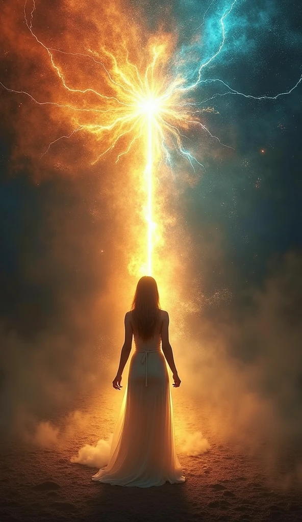 Visualize the climax of the exorcism, depicting a vortex of darkness being forcefully expelled from the woman's body, with streaks of light breaking through the shadows,4k
