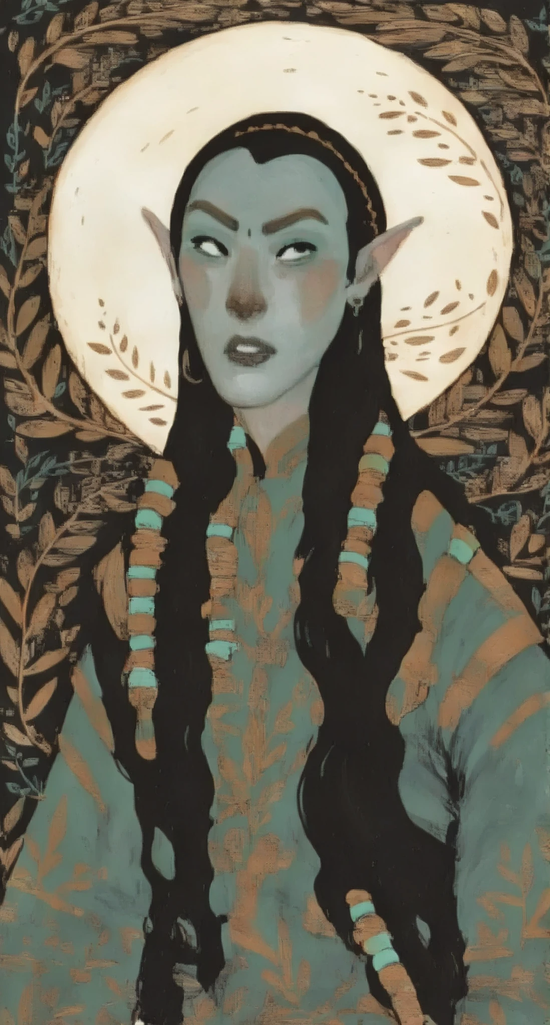 2D ART, 1boy, Digital drawing of a handsome dunmer, hyper detailed gouache painting, portrait illustration, High-quality, high definition, illustration, gougoupaintleaves:1.5, long_hair, detailed face, simple white background, picture book character, FRESHIDEAS Illustration No. 12, kl1m
