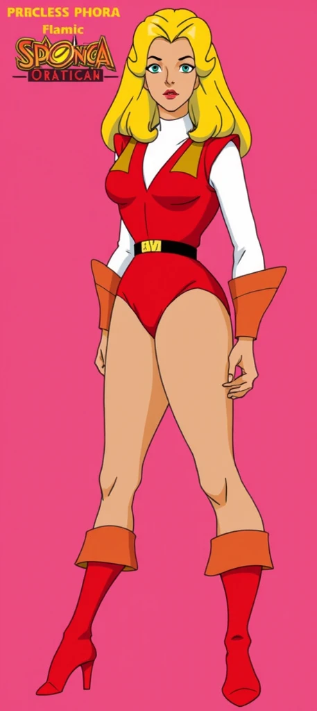 A beautiful woman with long, round hair and shoulder-length braids is standing in an orange high-leg leotard that shows a little of her breasts.。