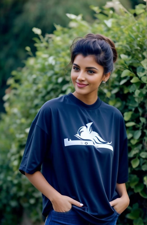 a realistic cute and beautifull girl with oval face, short and black hair , black eyes, cute smily face,most realistic, high quality 4k image, high quality realistic background of road, image upto waist, wearing a white tight short blouse and a lose short black jacket, high quality image, indian-korean mixed face, more realistic and most real image