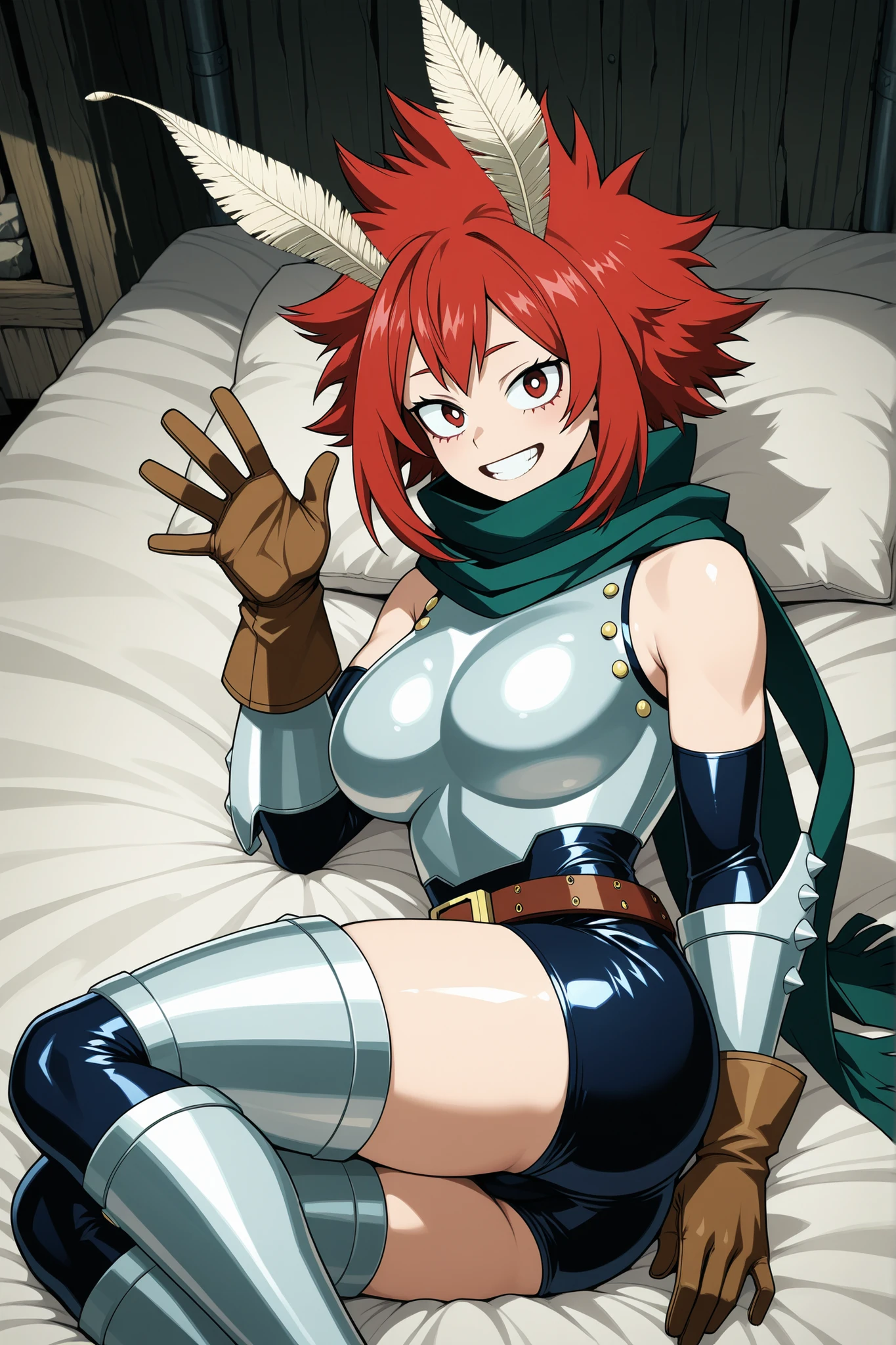 score_9, score_8_up, score_7_up, score_6_up, score_5_up, score_4_up, source_anime, 1girl, virgo (Fairy tail), pink hair, hairpin, bed, sit, white gloves, blue eyes, tongue, One eye is closed, belt, black jacket, cleavage cutout, black thigh boots, w-w-chains, shackles, spread arms, night, dungeon, best quality, best res, 4K UHD,
 