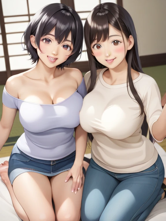 ((highest quality)), ((masterpiece)), ((perfect face))、big breasts、bob hair、the skirt is rolled up、show panties、orgasm、flushed face、Ahegao