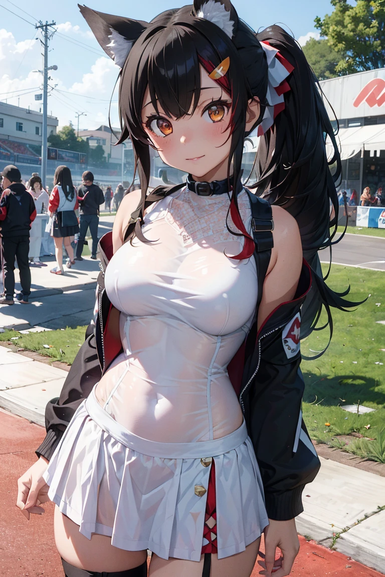 ((2D beautiful girl、4k、8k、top-quality、Perfect Finger 1.1、Perfect Anatomy 1.1、Dress perfectly、Beautiful illustration))、Blur the background、a beautiful slender girl、(Transformation Sequence)、((cheerleader style leotard))、12year old 、a junior high school student、Fractal Art、a baby face、((Straight long hair))、Fine and beautiful eyes、The best smile with visible teeth、Full Body Display、Cute headband、