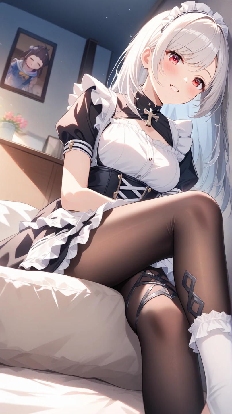 Black silk JK Genie，bunnygirl，Open crotch transparent lace panties，high-heels