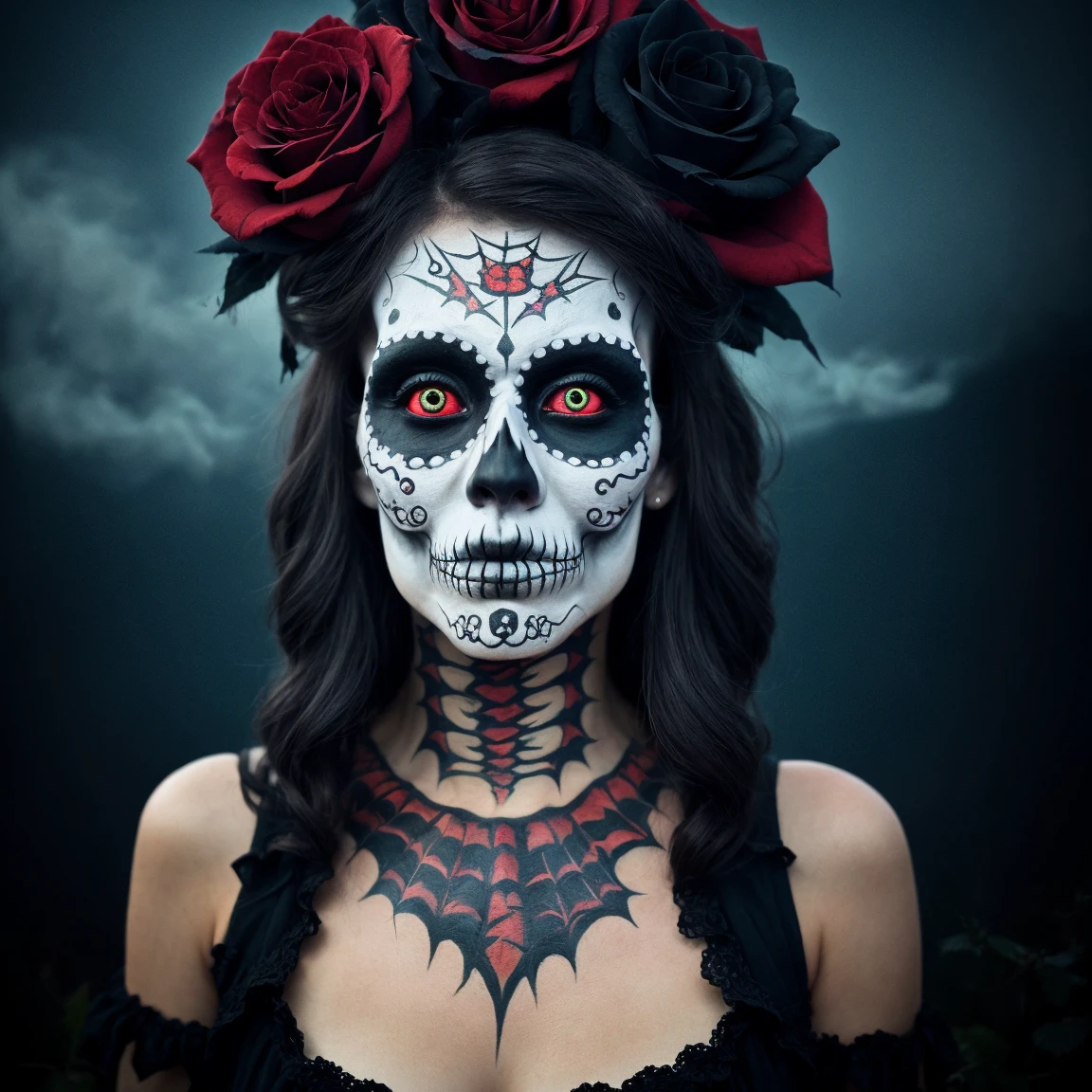 little girls from this artwork, in the style of otherworldly grotesquery, sci-fi baroque, photorealistic painting, darkly comedic, precisionist, devilcore, skeletal, monster core