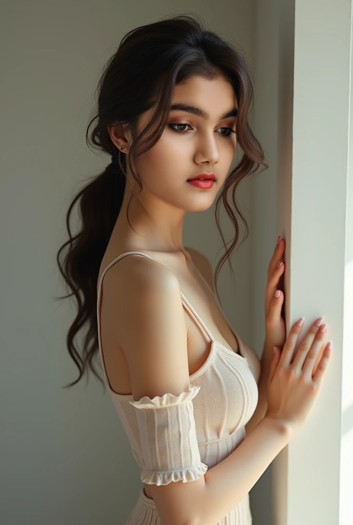 Beutiful girl in school dress in bra  Kali  with age 17 in indian girl 
With hand up 