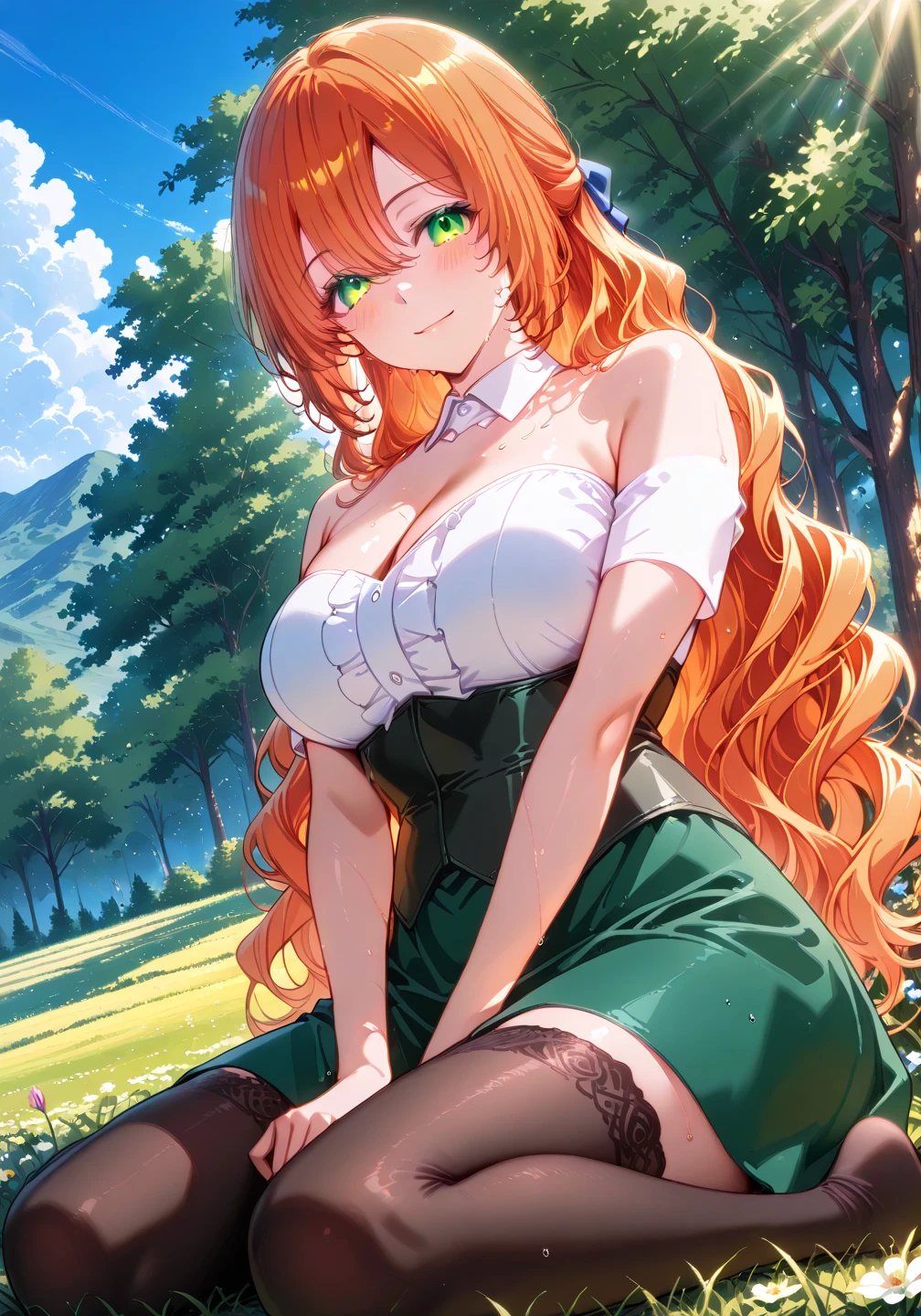 (masterpiece, highest quality:1.2), highest quality, masterpiece, high resolution, Anime style, portraiture, long hair, ash ginger hair, redhead hair, oversized coat, right green eyes, ((big breasts, huge breasts, large breasts, ample breasts)), magic, magic square, magician, almond-shaped eyes, in a bad mood