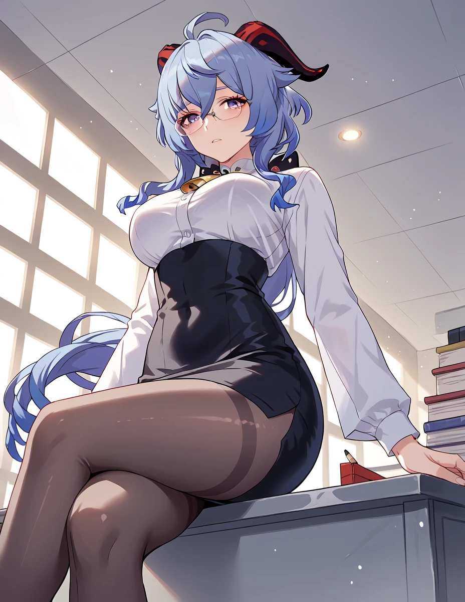 (((Alone woman))),(((Light Purple Wavy Hair))),(((blue eyes))),((curvy body)),(((Wearing a suit)))