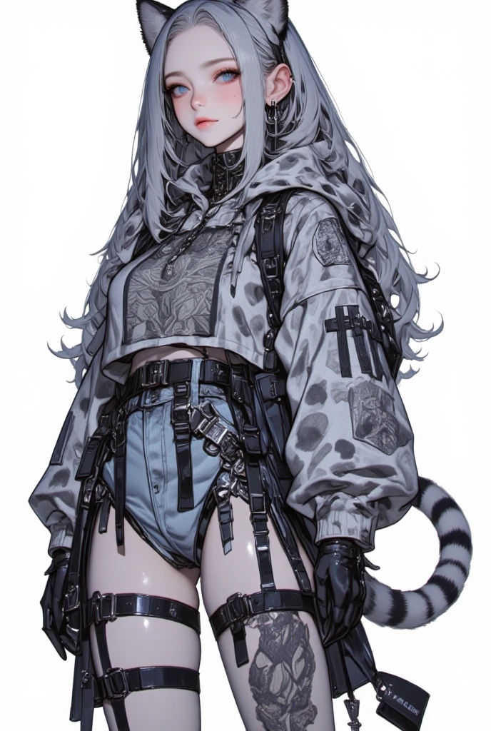 Copper model,Snow leopard cover, Silvertone,Half body side, Weapons of the future, 32K, Linen cloak, Top quality, Masterpiece:Faust,,1 child, short detailed hair, thin fog, (tmasterpiece,k hd,hyper HD,16k),clutching a sword,blood sky, Brunette knife, Shorts smoke , 独奏,Lemon yellow background