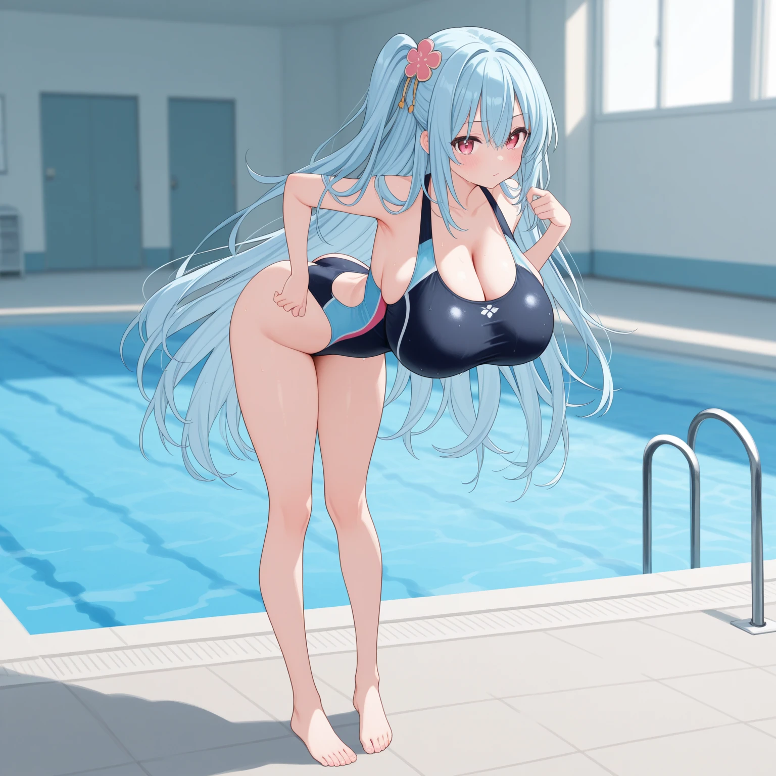 ((Seductive Anime Girl, solo:1.3))、((Shyness:1.2))、((arms behind back:1.3))、((open legs:1.3))、((crotch close-up))、((from below:1.4))、((micro bikini))、((huge hip:1.4))、((huge breasts:1.3))、((cleavage))、((wedgie:1.2))、((thick thighs))、 (((dark room:1.4)))、((Glossy realistic skin texture:1.2))、((shiny skin:1.2))、((Meticulously drawn hands))、perfect anatomy、masterpiece, ultra-detailliert, 8k, hiquality, Top image quality, Smooth texture、Sharp Focus, watercolor