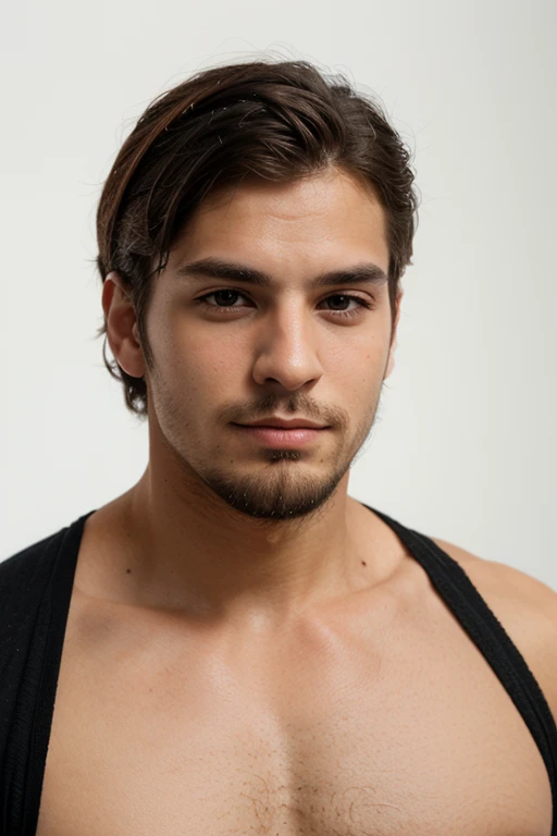 masterpiece, best quality, high resolution, closeup portrait, male focus, solo focus, A man, with doctor clothes, bare chest, body hair, facial hair, goatee, messy short hair, very hairy body , skinny , in the background a doctor office, amazing composition, front view, HDR, ultra quality, elegant, highly detailed, bleached hair, seductive smrik, sexual tension