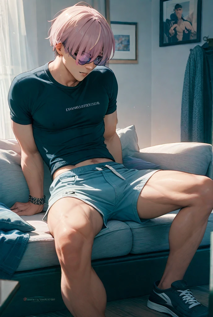 (masterpiece, best quality), 1boy,Lewdness,younge boy,???'s face,Juvenile faces,sideface,Lying naked in bed,Covered in sweat,adolable,infancy,Young age,Short round face,Flat chin,Fine face in detail,Colored briefusculous, Short bright orange hair, Sky blue eyes,opens his eyes wide, complex, full bodyesbian,nakeness,Lewdness,black briefs,Pectoralis abdominal muscles,vivd colour,(depth of fields:1.2),(abs),looking at viewert,Lie down in bed,spread their legs,Arms open,Large pink flowers,Flowers
