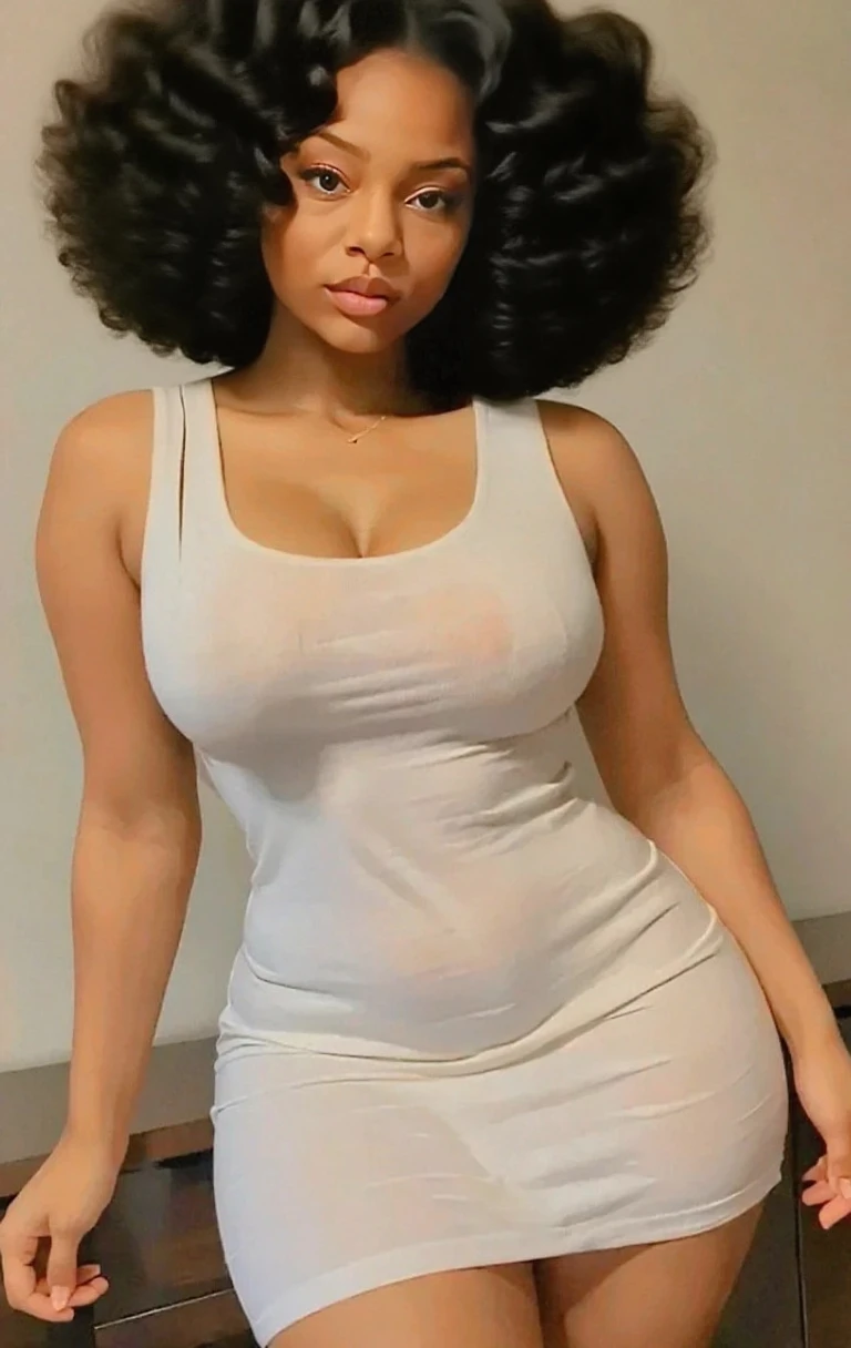 (melhor qualidade,4k,8k,alta resolução,masutepiece:1.2), (mulher negra madura, Ebony Ball, 30 anos), cintura fina, (bunda enorme, Sagging Tits: 1,9), cabelo afro, (red hair), Footfall, (seios grandes: 1,2), ( Sexy see-through white nurse mini dress Costume), sexy, sensual, hot, sorridente, (Sagging Tits: 1,9), decotes, bunda enormes. (do lado), (perfect hands)