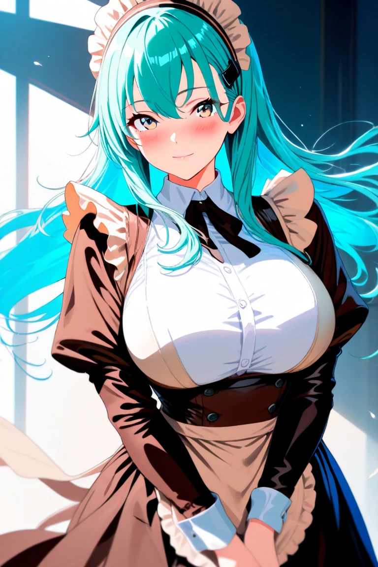 former boy、girl、big breasts、,、wolf ears、yellow eyes、 only one person、dark skin, shiny skin、,locker room、Bikini、High quality、beautiful、light blue long hair, huge breasts, smile,