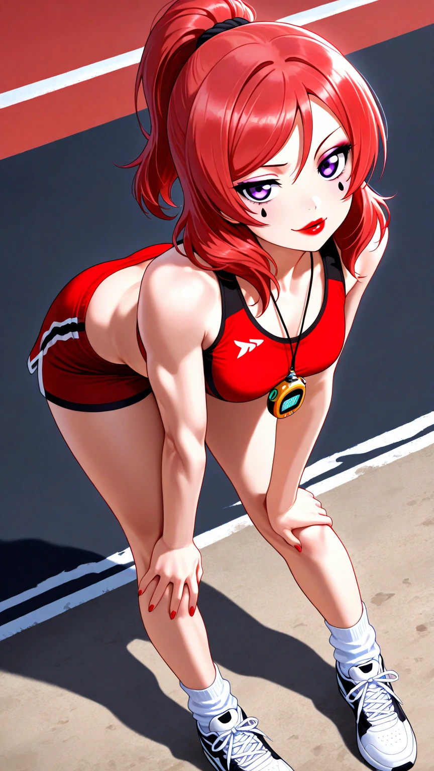 ((Best quality)), ((personage de manga)), ((cheveux rose,court, )), ((yeux rouge sang)),((simple book)), ((nez simple)), ((un regard dans le vide)),
((an ebony color pea)), ((faisant du sport)),((portant un collant))
((doggy pose)),((collé against the wall)), ((sur les genou d'un homme derriere elle))
