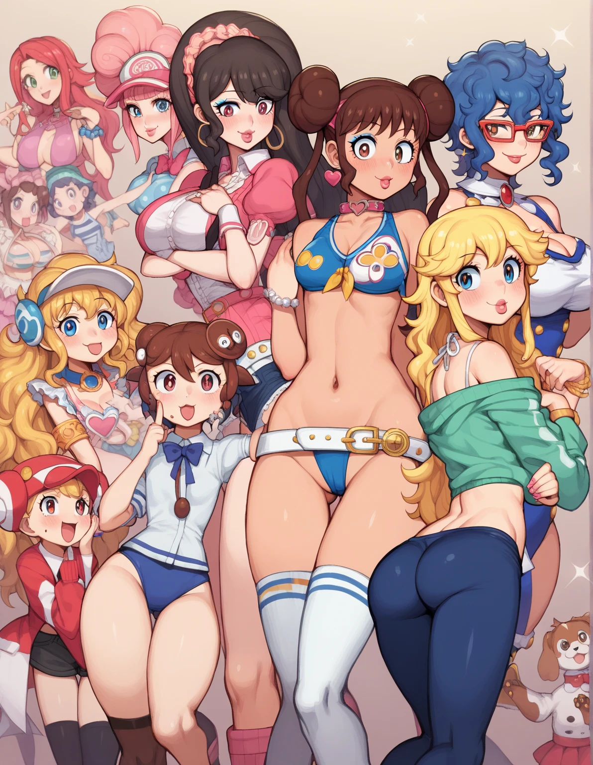<lora:MediumSupportMeme:0.8> (masterpiece, best quality, realistic, highly detailed:1.2), picture, multiple girls, 2girls, (princess peach), <lora:ppeach-000018:0.5> hat, navel, cleavage, large breasts, black sports bra, small breasts, sports bra
AND dsy, (princess daisy), <lora:PrincessDaisyDef-10:0.5> hat, navel, cleavage, large breasts, black sports bra, small breasts, sports bra