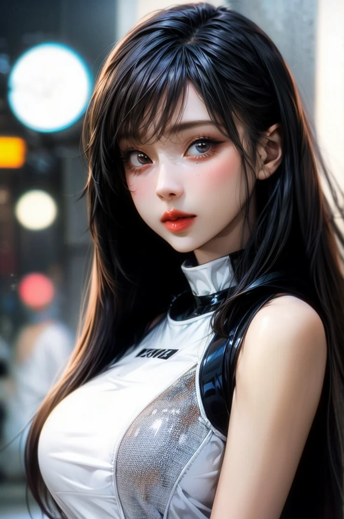 (8k, RAW photo, photorealistic: 1.25), (lip gloss, eyelashes, shiny face, shiny skin, best quality, ultra-high resolution, depth of field, chromatic aberration, caustics, wide range of lighting, Natural shading, Kpop idol) looking at the viewer with a calm and goddess-like happiness,