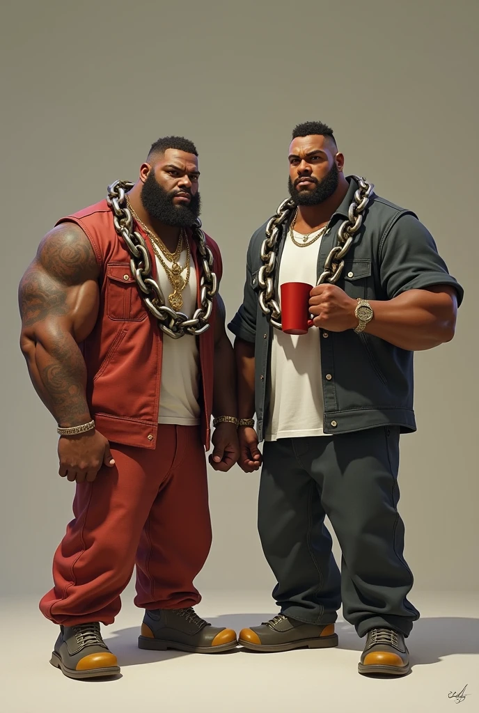 Group of  18 years old black men, absurdly huge bulge, swimwear, beard, chubby, broad shoulders, thick lips, vascular, ((very dark skin)), (black skin), very sweaty, huge belly, thick thighs, fat, very thick arms, hanging pecs, large , smirk, chubby face, tattoo, thug, gold jewelry, heavy gold chain, romantic, blushing, veiny hands, photorealistic, romantic, dreadlocks, looking at viewer, from below, hairy body, arm hair, group of young black men, multiple black men standing together, topless, all looking at viewer, standing in subway station, neon lights, night sky,