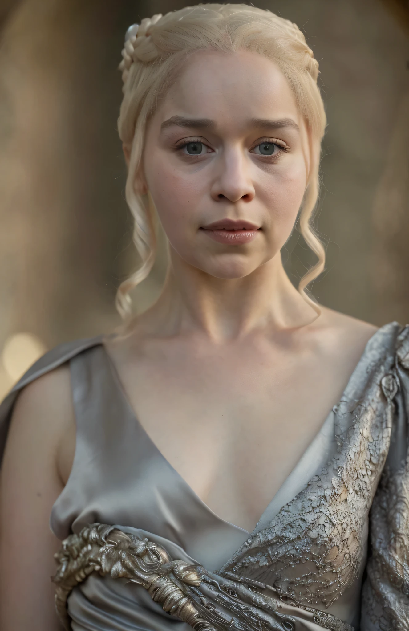 masterpiece, stunning portrait photo of khls woman, sleeveless, erotic costumes, sensual satin dress, game of thrones inspired costumes, compelling, cinematic, extremely gorgeous, stunning beauty, dark ruined place cinematic background, 
  