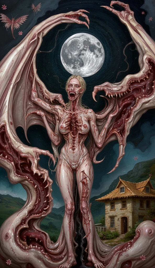  monstrous, Beautiful, Masterpiece, Best quality, perfect lighting, NSFW, monster smile with crooked fangs, mask covering eyes, Very skinny, disproportionately long arms, head of a vulture, scruffy dirty feathers, A sinister aura, something, chained, deity, cultist clothing, full body