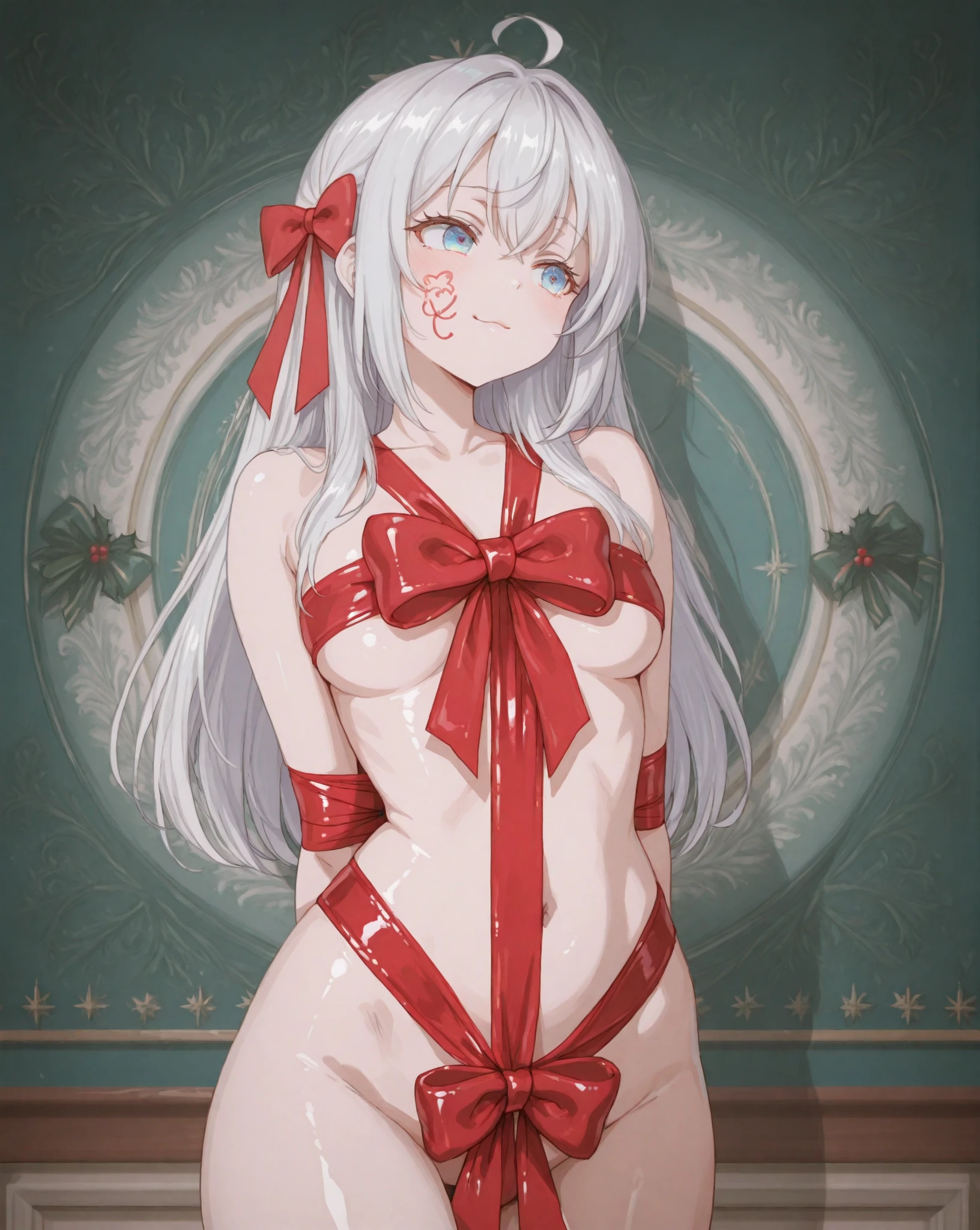 ，no underwares， the feet，Very shy，sitted， the feet，exposed device，cleanness液体，Bigchest，cleanness，Soaked，Hold your thighs from behind with your hands，Emotional expression，fuzzy，taunt，succubi，Unoccluded，There is no lower limit，Mesh socks，Camel toes，christmas，sweat drenched，cleanness， shape，Effluent，骆驼the feet趾，Christmas tree，Gift box，ribbons，opening legs，Red and white stripes