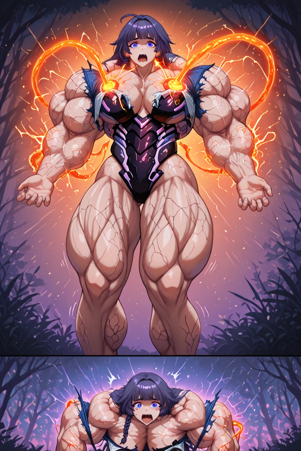 (ultra-Detailed background, Detailed background), ridiculous, high resolution, Ultra Detailed, Extremely detailed, 1 Mutant Girl, Yae Shrine Maiden, Pink Hair, Purple Eyes, (A bouquet of flowers:1.3), (Zentangle:1.2), (((scary:1.45))),(Colorful),(((Bodybuilder:1.5)))