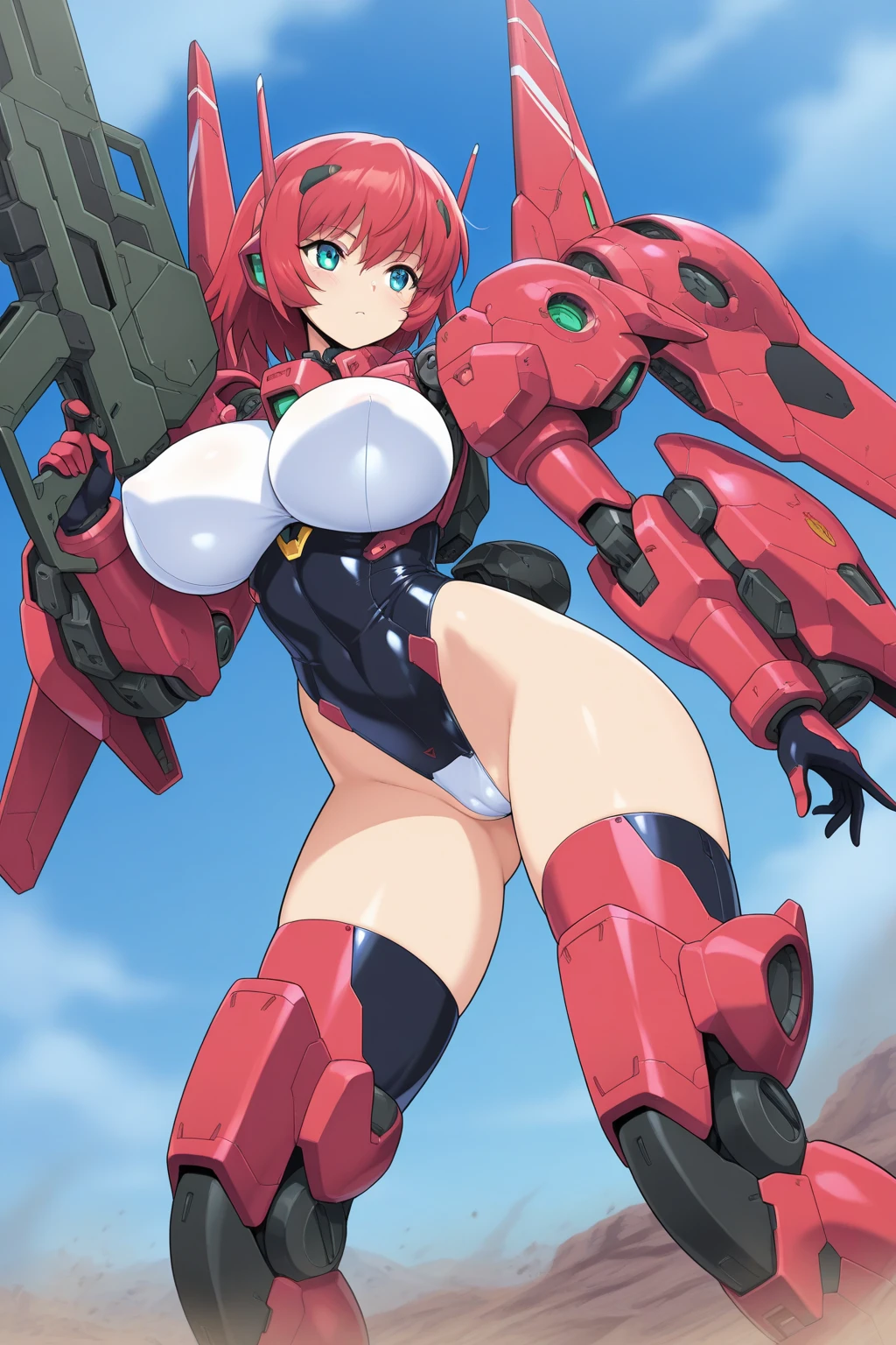Anime digital art in a lewd style showcases the seductive and curvaceous figure of Dva as she confidently pilots her imposing Mecha. The thick contours of her body are accentuated by the form-fitting, sexy suit that clings to her every curve. The fiery hue of the Mecha's engines adds an element of danger and excitement to the scene.
