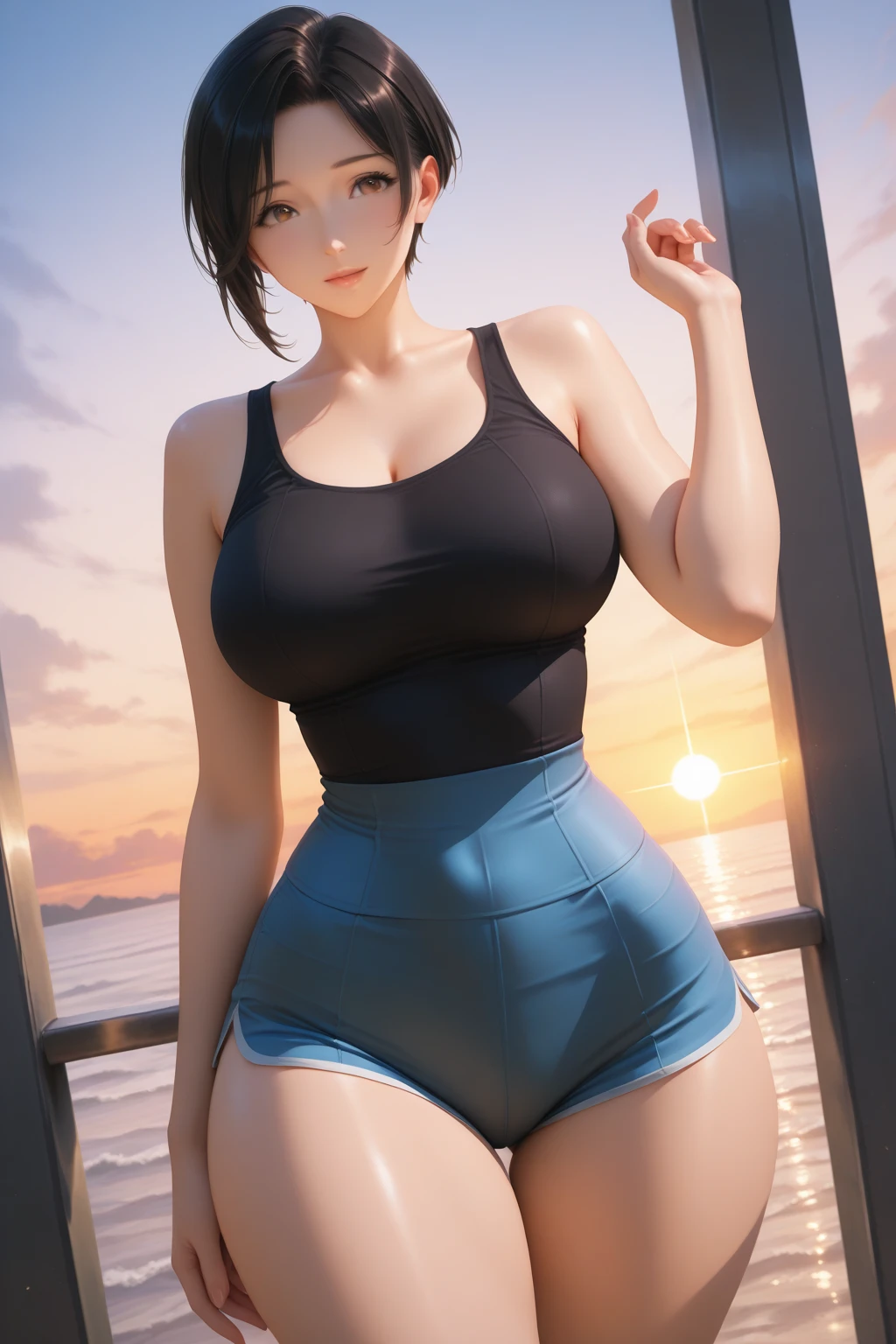 An Idol k-pop girl, (cute face, lewd face), braid hair, intricate face details, detailed face, golden ratio face, ((big breasts:1)), ((slim waist, big butt, big hip, big thighs)), ((intricate hands, detailled hands)), ((intricate feets, detailled feets)), full body, 64K, UHD, HDR, global illumination, (high quality, high detailed, hyper detailed, extremely detailed), photo realistic, ultra realistic, art photo, (clarify the details, detailed parts body), intricate artwork masterpiece, trending on artstation, (drunk face), tight clothes, (yellow eyes:1), (polished skin:1), Shakira trees, mountain, sky, clouds, grass, shine