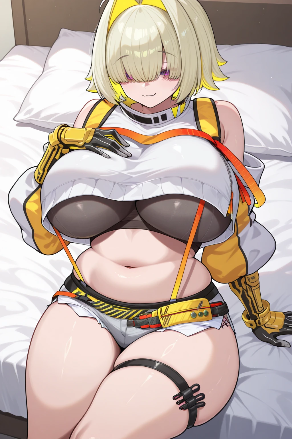furry art,solo, anime, tiger,soft, mia(world flipper), (huge breasts:1) , (best quality, masterpiece:1),, squishy, detailed fluffy fur, blushing, wet body, bikini top, bikini bottom, belt pouch, goggles, goggles on head, arm ribbon, green arm ribbon, bracelet, tail ribbon, green eyes, shy, thicc thighs