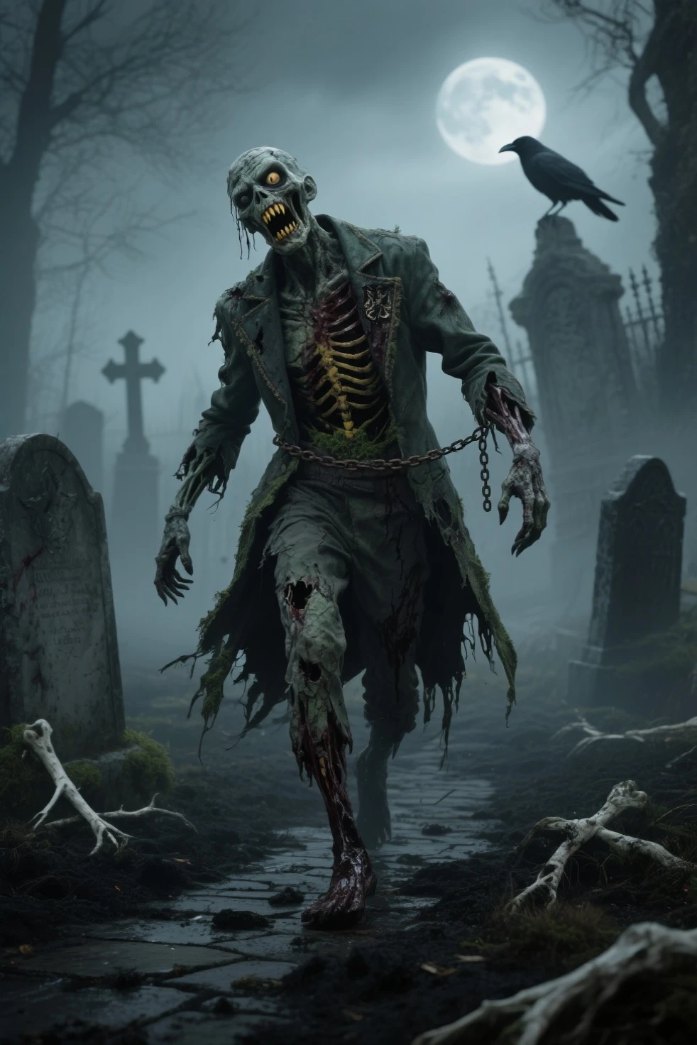 Zombie horde uner the solar eclipse 