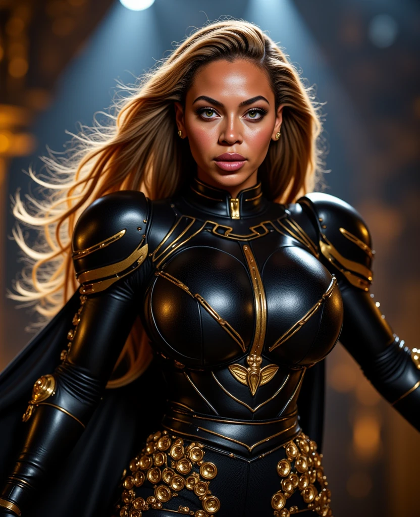 A woman dressed as a MEDIEVAL WARRIOR, Steel sword in hand, Concentrate on the front part, becomes a curvy physique, Beyonce in shape toned, thick, thick thieves, Beyonce in shape, fit woman, fitness model, muscular thicc thighs , Physical aptitude, thicc thighs! toned body, Giant tits, ebony skin tone, Long wavy hair, Giantess woman, Fine body, on battlefield, chuva pesada, fog, body soaking wet, cinematic: black andwhite, Excellent lighting