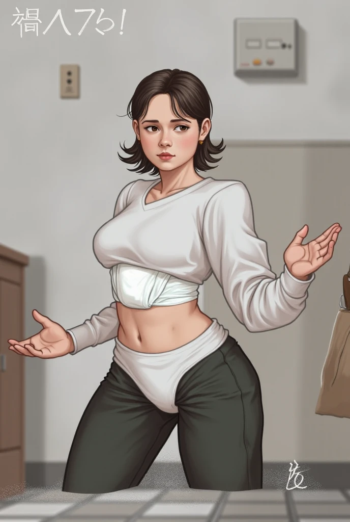 Latina in white tanktop and white high cut panties, comic book art style, intricate details