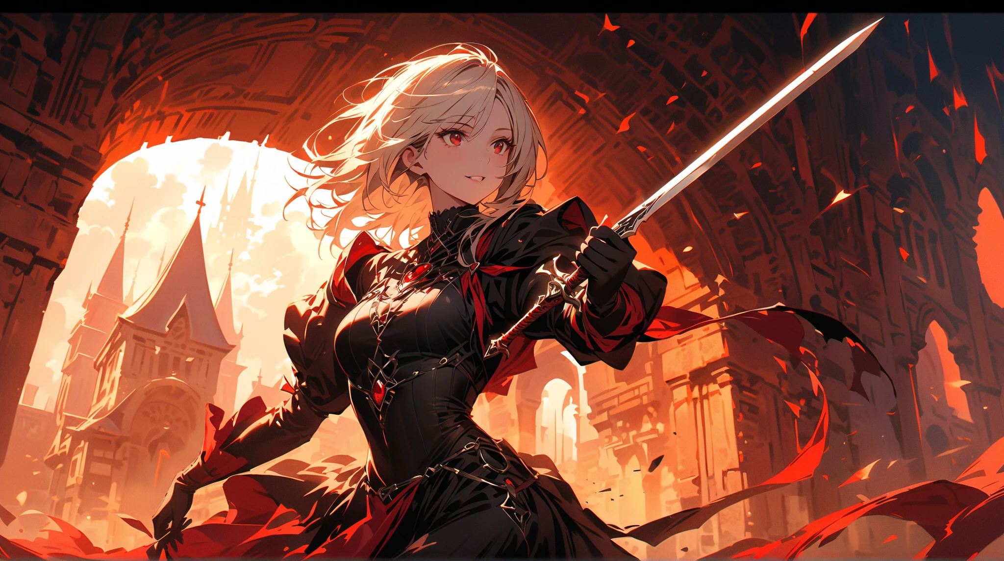 anime girl with sword in red dress with red flames, fate zero, badass anime 8 k, destiny / stay night, Kushatt Krenz Key Art Women, destiny/lofi, fate stay night, granblue fantasy, 4k anime wallpaper, Anime wallpaper 4 k, Anime wallpaper 4k, detailed key anime art, fate grand order, Anime epic artwork