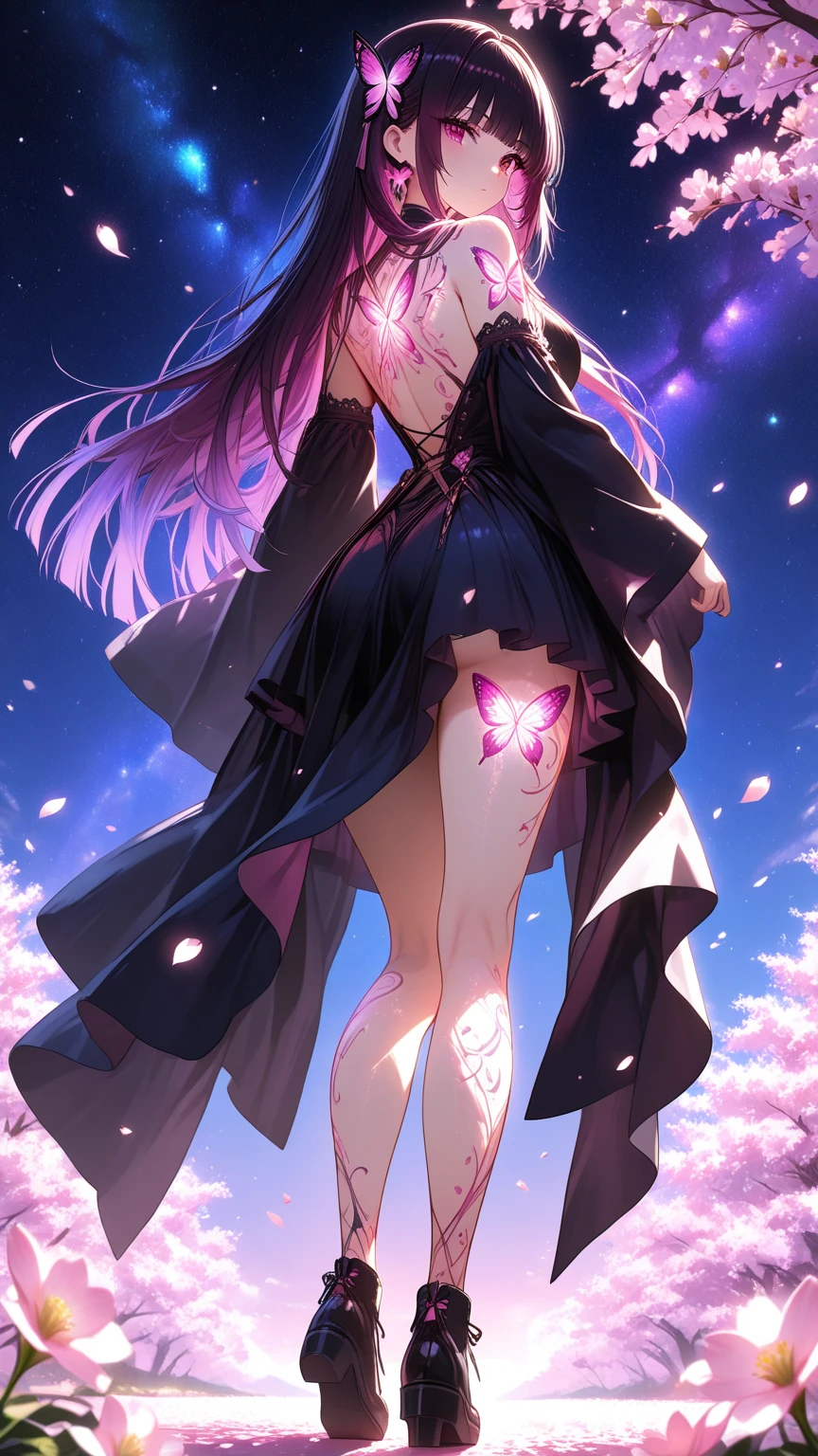 (masterpiece, highest quality:1.4), Beautiful Face, 8, (Transparent clothes :1.4), violet, Gardenia, Delicate girl, alone, night, View audience, full Body, Film Grain, chromatic aberration, Sharp focus, Face Light, Professional Lighting, Sophisticated, (smile:0.4), (Simple Background, Bokeh Background:1.2), detailed aspects,(((Showing one nipple pink:0.57))),((Very young and small:1.2),( a flower in her hair:1),((Show your vagina:1.5)),(Cum flowing from the vagina), Beautiful girl