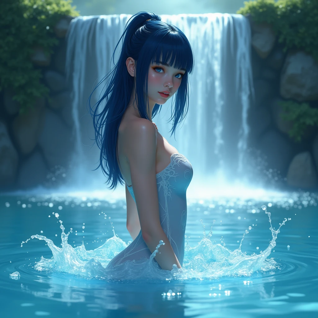 Japanese girl sitting on the ground in the rain, beautiful and seductive woman, trend on cgstation, detailed digital art real photo.