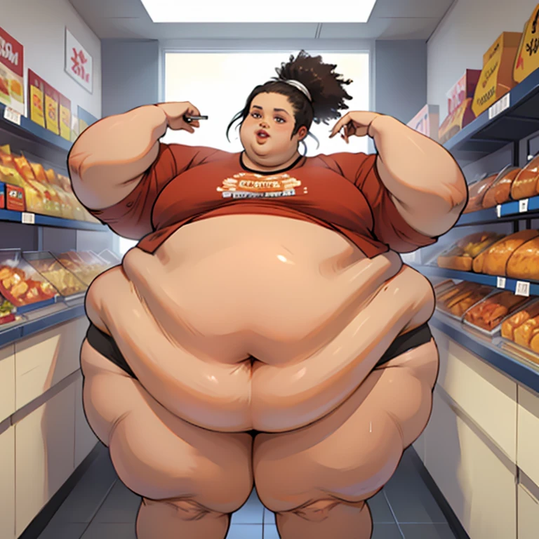 (masterpiece, detailed, realistic:1.2), high aesthetic, beautiful young woman, USSBBW, (morbidly obese, fatblob:1.3), rich, shy expression, surrounded by food, expensive jewelry