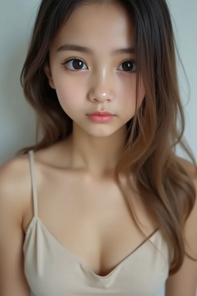 raw photo, 1young girl, kawaii, brown eyes, unique, individual, distinctive face, extremely detailed eye and face, fair skin, lace cute bra, beautiful breasts, upper body, Best Quality, highly detailed, High-definition raw color photos, professional photograpy, Realistic portrait,